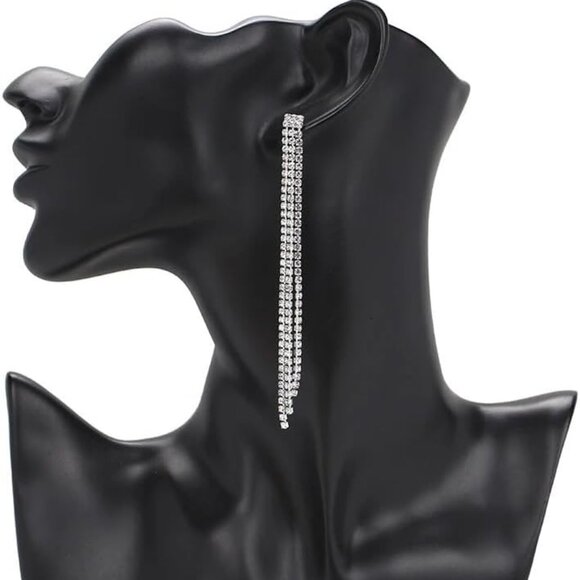 Jewelry Set Silver Rhinestone Purse Necklace Earrings Bracelet Ring Women - Picture 4 of 6